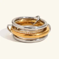 New Women’s Stacking Engagement Rings, Minimalist Multi-Piece Full Finger Jewelry in Mixed Colors with Micro-Pavé Design 1