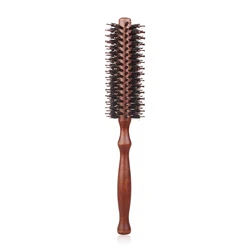 Wood Handle Boar Bristle Hair Curling Brush - Round Barrel Hairdressing Tool (HLB - ZWMGS - 10mm)