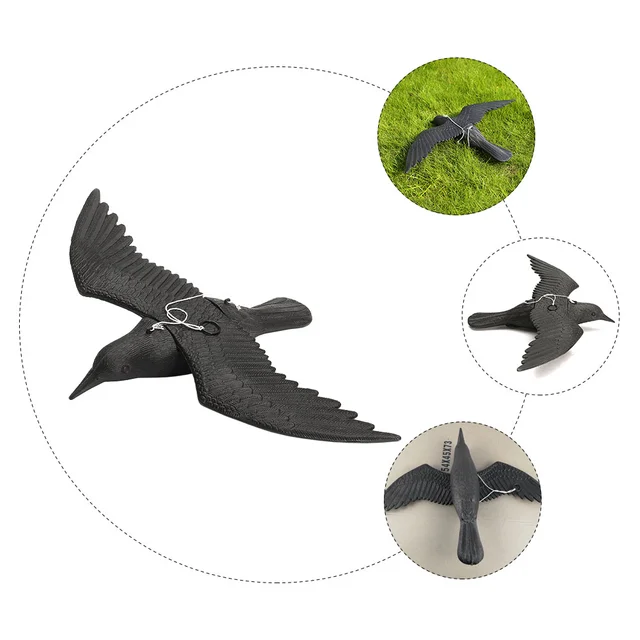 Reális Műanyag Varjú Állatok Figurák Csalók Varjak Szobor Mesterséges Madár Fekete Dekoráció - Image 2