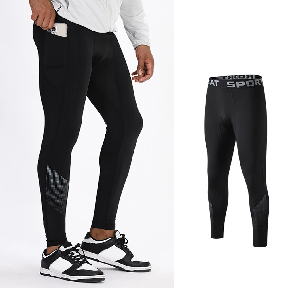 New Brand Mens Tights Compression Pants Running Men Training Fitness Sports Leggings  Pocket Gym Jogging Sweat Pants Male Long - AliExpress