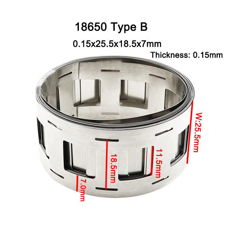 Battery strip 1M 0.15x27mm 2P nickel plated steel lithium T2 copper for 18650/21700 battery pack welding