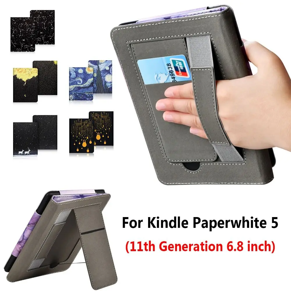 Auto Sleep/Wake Smart Cover Pu Leather Hand Holder Stand Case Per Kindle Paperwhite 5 11Th Gen M2L3Ek 6.8 Pollici E-Reader Funda