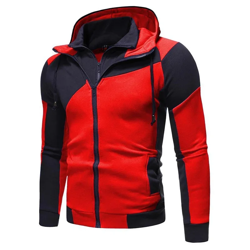 

Spring Autumn Men's Spliced Jacket Mountaineering Jacket Fashion Male Zipper Jacket with Hood Sports Windbreaker Outwear