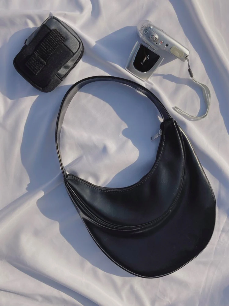 Women PU Leather Pleated Dumpling Hobo Bag Solid Color Shoulder Phone Bag Simple Casual Crossbody Shopping Bag For Ladies