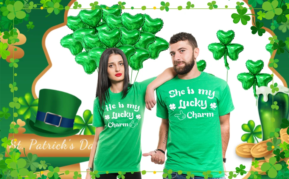 12 Stück grüne Kleeblatt-Klee-Luftballons für St. Patricks Day, Party, Geburtstag, Babyparty, Hochzeit, Dekorationszubehör – Detail 1