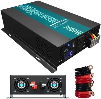 3000w Pure Sine Wave Solar Power Inverter 24v 110-120v 60hz With LED Display (Black) Solar System (RBP-3000S-LEDblack) 1