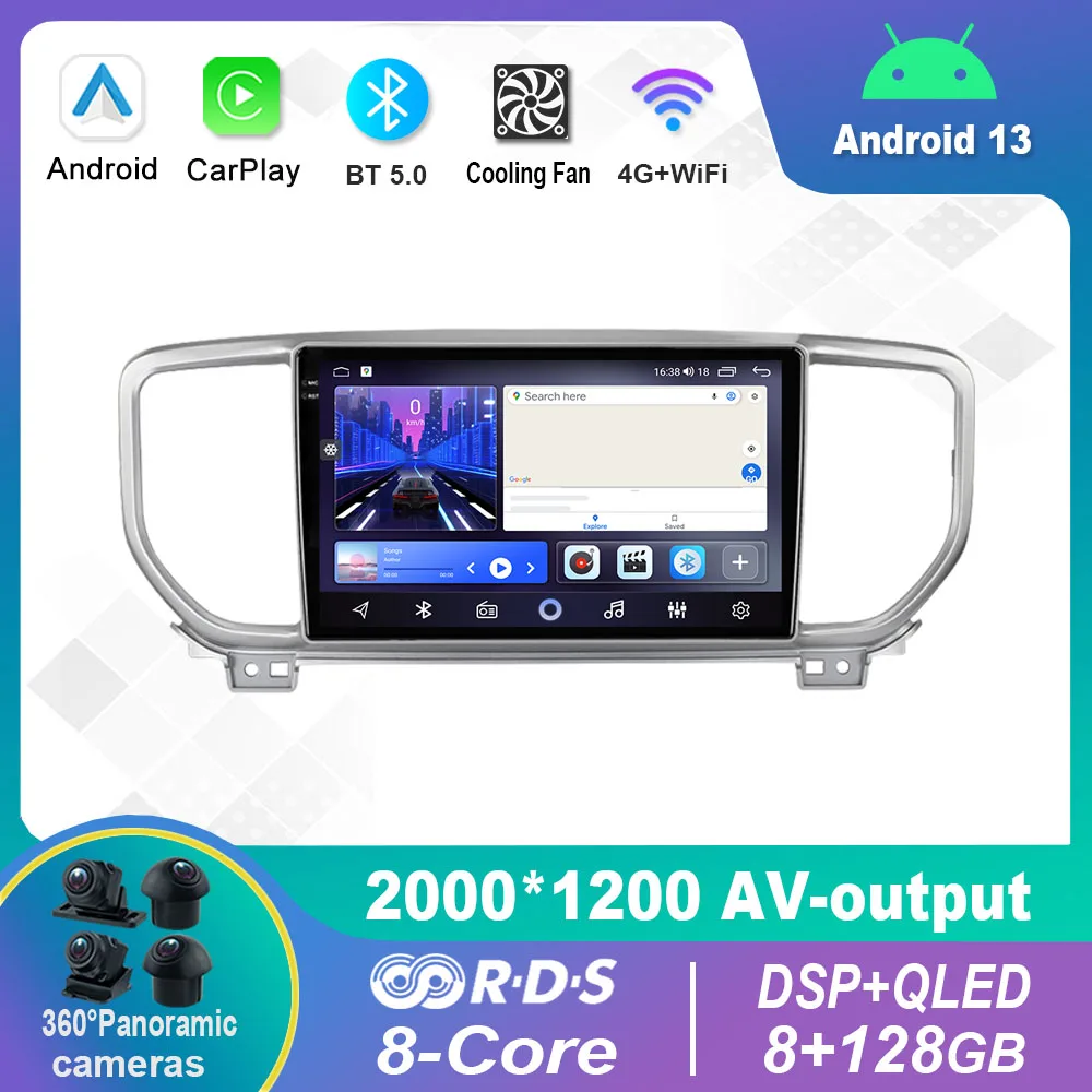 

9 Inch Android 12.0 For KIA Sportage 4 KX5 2018-2019 Multimedia Player Auto Radio GPS Carplay 4G WiFi DSP pantalla para auto