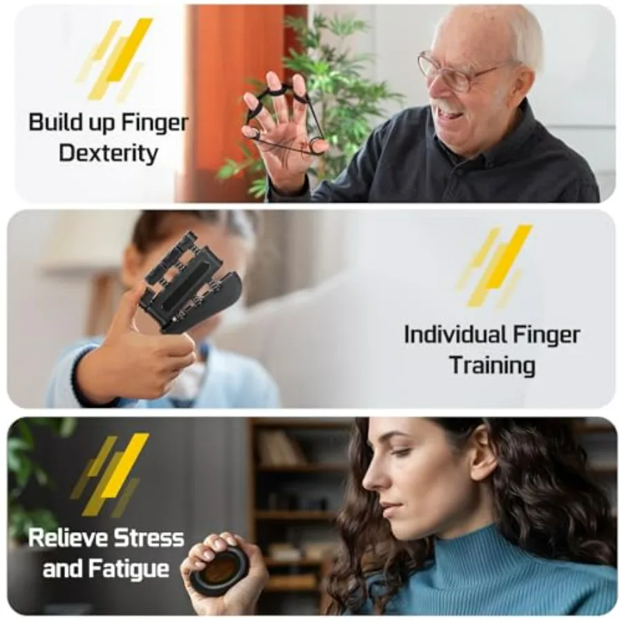 Grip Strength Trainer - Grip Strength Tester Hand Dynamometer Hand Gripper Finger Stretchers Kit with Adjustable Resistance Fing