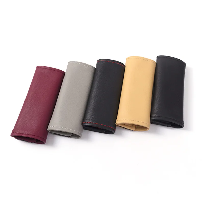 Premium Car Interior Door Handle Protector Covers - PU Leather Upholstery Armrest Trim, Set of 2