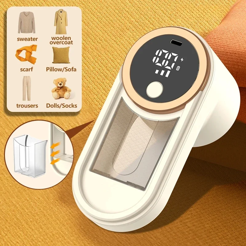 Lint Remover for Clothing Portable Electric Fuzz Pellet Remover LED Display Rechargeable for Clothes Fabric Shaver Fluff Remover