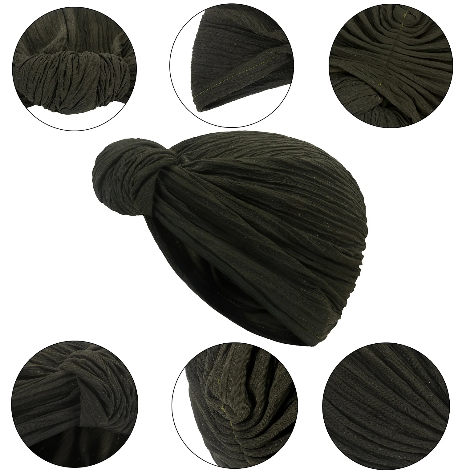 Women's Strechy Beanies Hat Soild Color Twisted Female Head Wraps Bonnet Retro Caps 2022 Trendy Silver Thread Horns Turban Cap