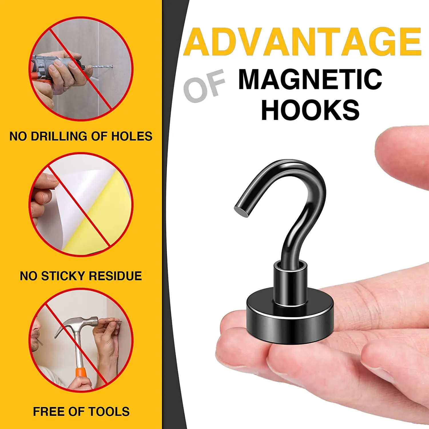 10 Stück Lagerung Magnet haken starker Haken Magnet halterung Kreuzfahrt  wand haken unterstützen Hardware Magnet werkzeug schwarze Kühlschrank haken