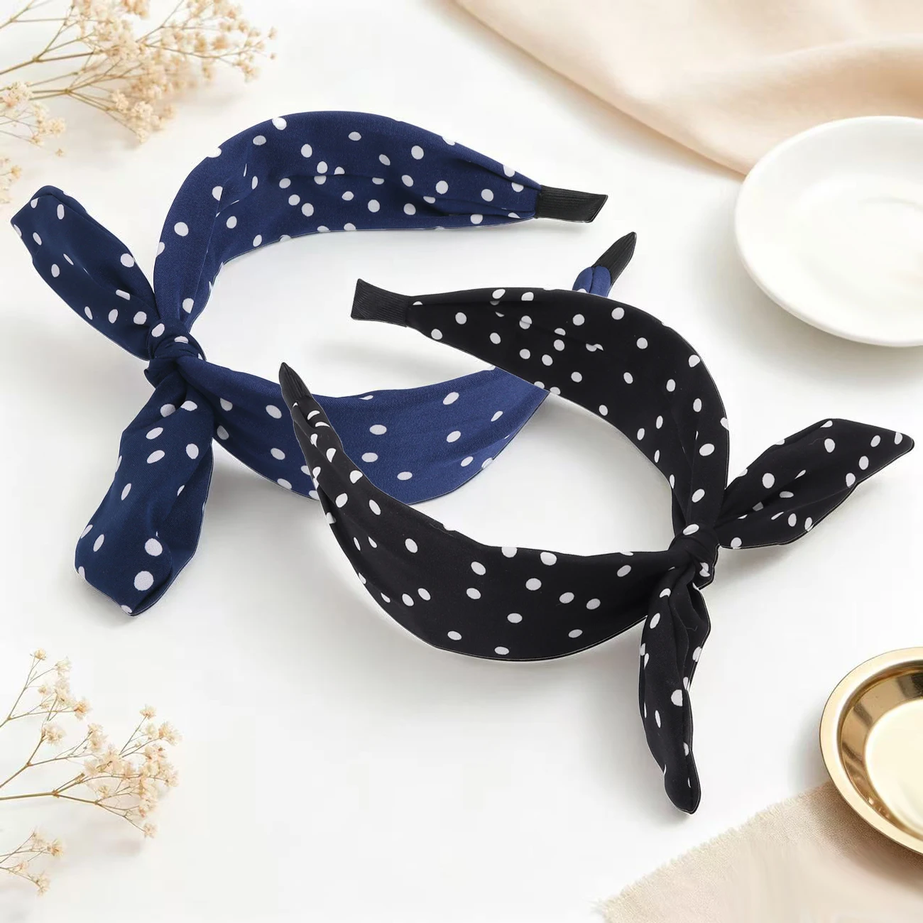Vintage Polka Dot Bow Headband for Women - Cute and Versatile Daily Wear Hair Accessory