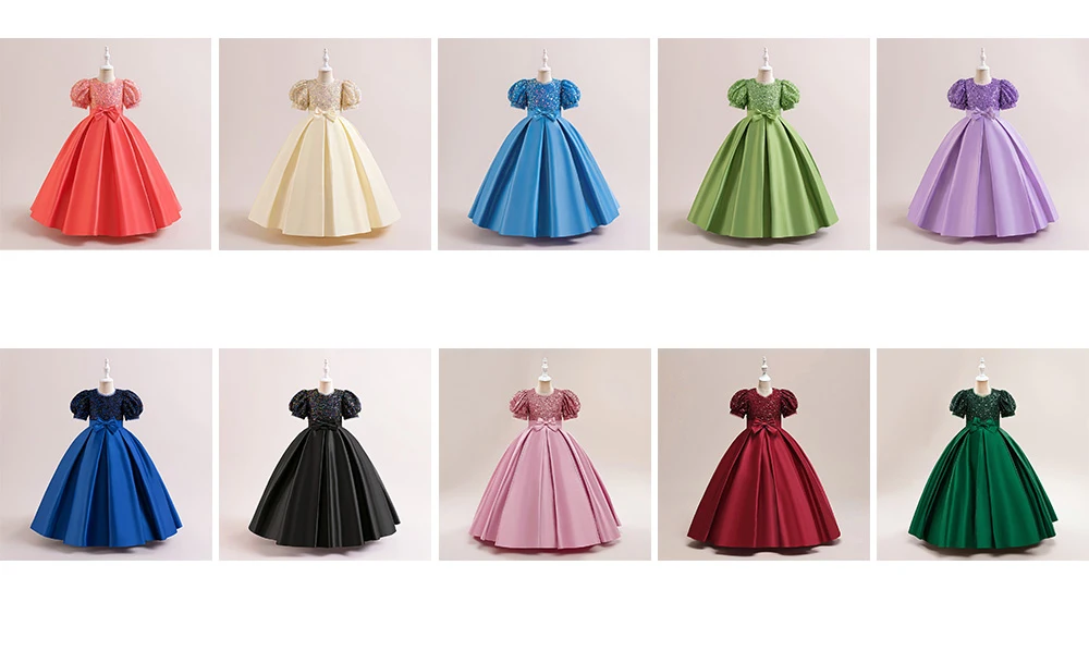Sommer-Pailletten-Brautjungfernkleider für Mädchen, elegantes Hochzeitskleid, Prinzessinnen-Ballkleid für Mädchen, Geburtstags- und Weihnachtskostüm – Detail 2