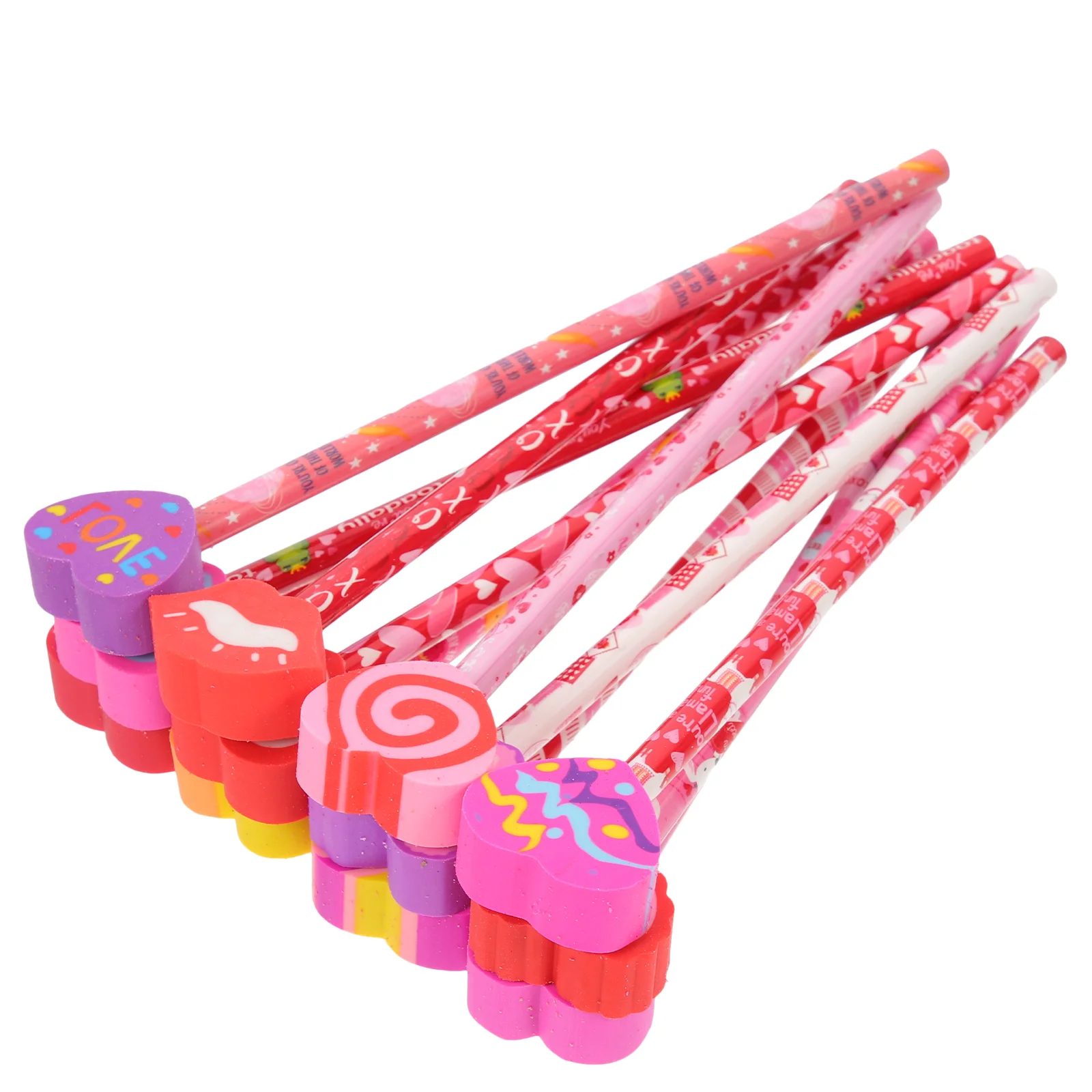 

12 Pcs Valentine's Day Pencil Decor for Kids Funny Pencils Children Prize Gifts Wood Portable Convenient Student