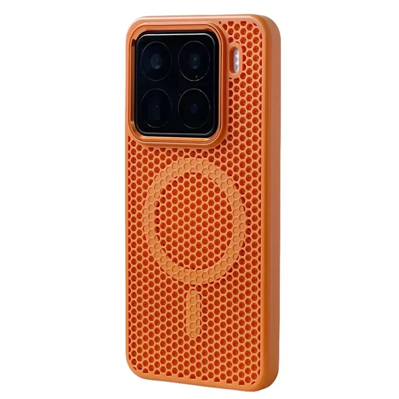 Magnetic Alloy Lens Wireless Charging Phone Case with Honeycomb Mesh Cooling Design