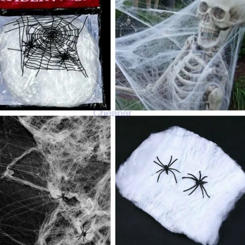 Halloween Spider Cotton Bar KTV Decoration Supplies Ghost Festival Scene Decoration Props Spider Web Spider Silk