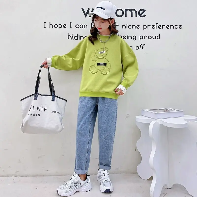 

Kids Girls Clothes Sets Autumn Spring Sports Long Sleeve Hoodie+ Pants Fashion Baby Children Clothing Teenage 5 8 9 10 12 Years