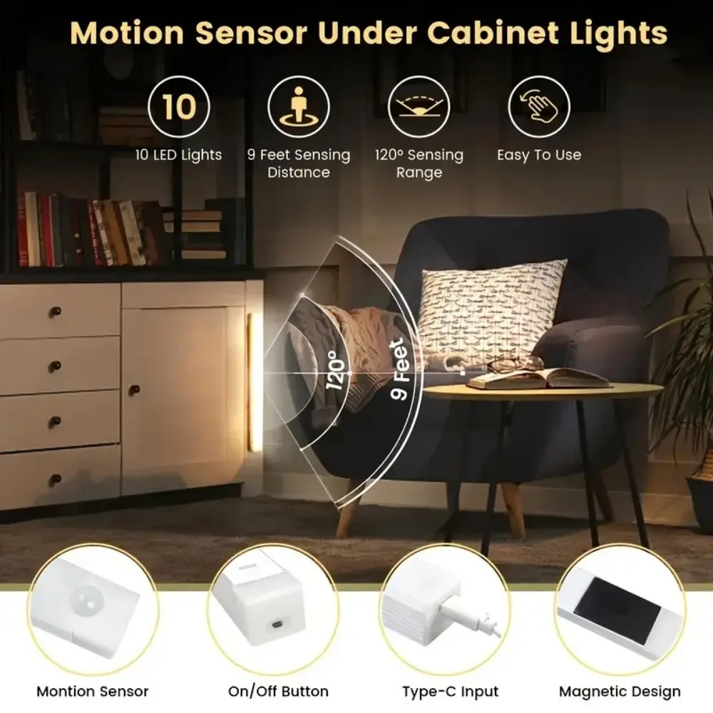 Wireless Motion Sensor LED Night Light Lamp - USB & Battery Powered
