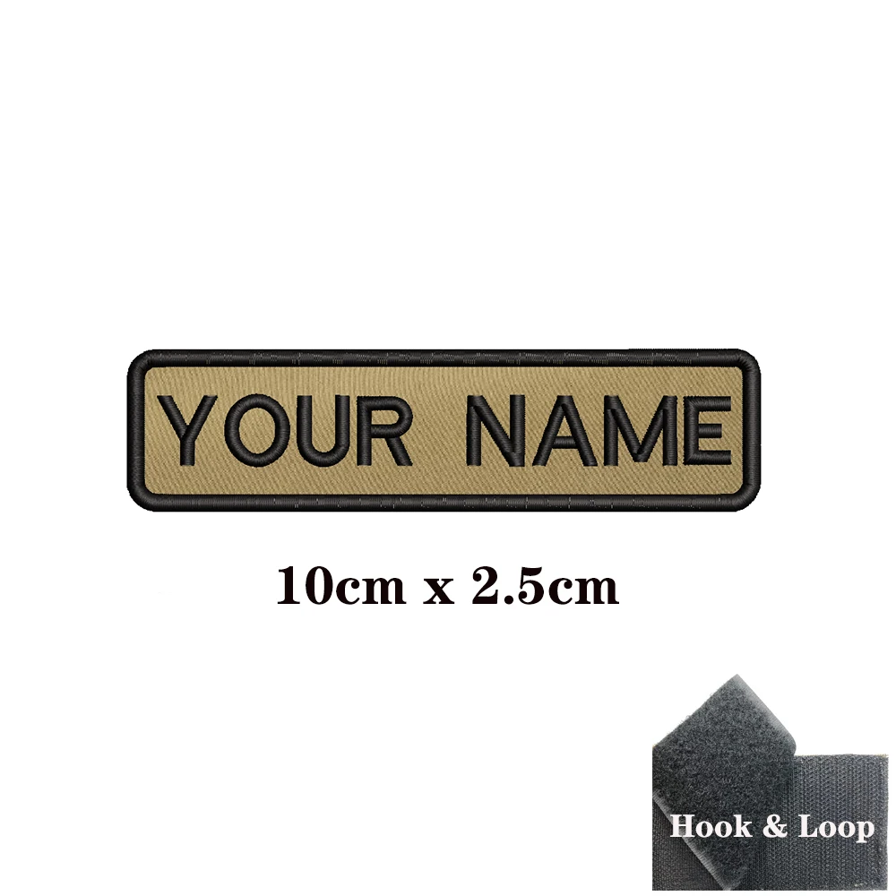 Custom Personalized Name number Clothing Patches Stripes Badge tags chevrons Armband Iron On Or Hook Loop embroidered Military Khaki 1PC