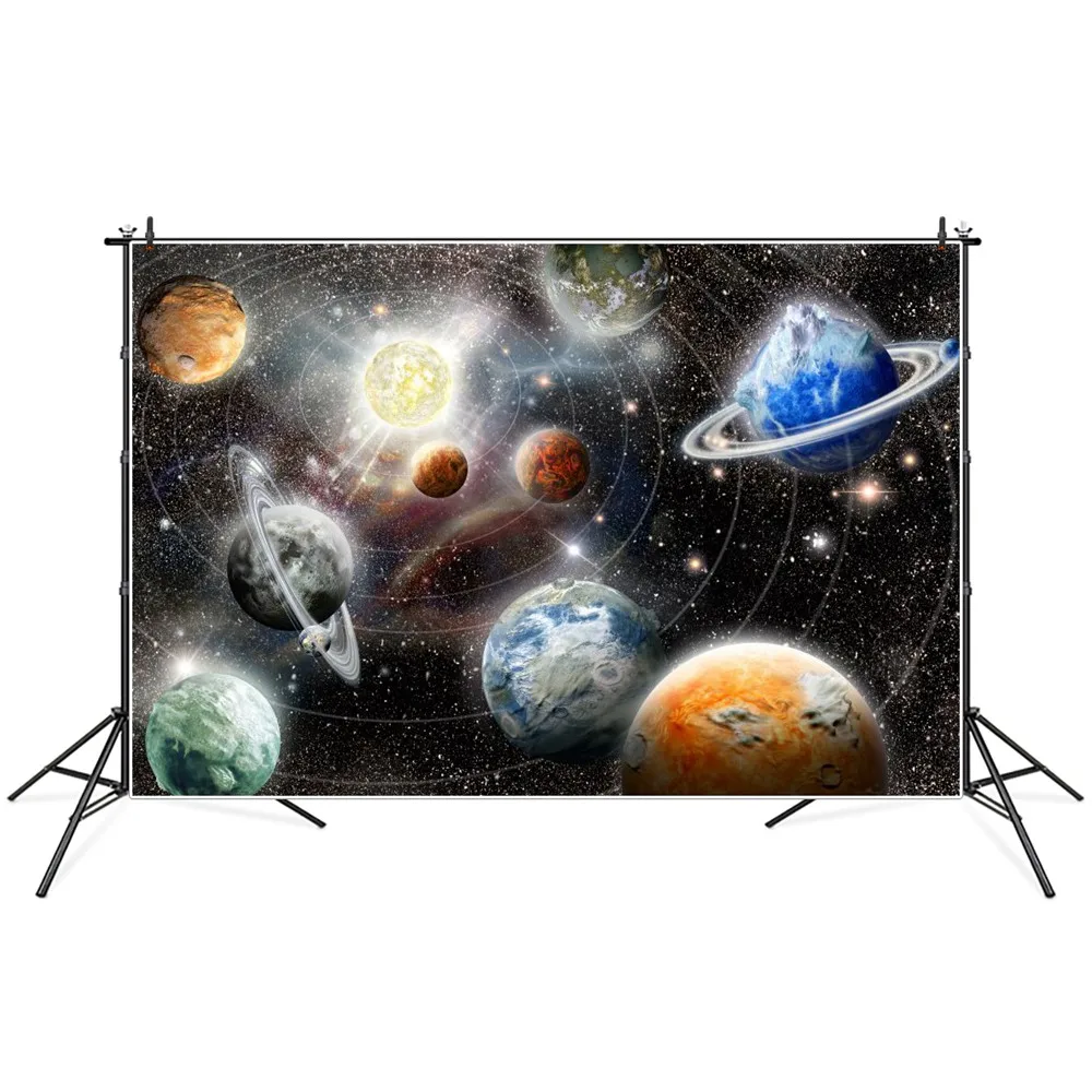 Outer Space Galaxy Planets Birthday Decoration Photography Backdrops Sign Boys Fantastic Adventure Party Photographi