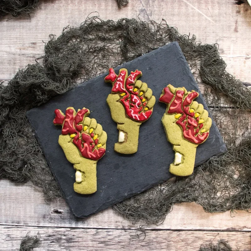 Halloween Zombie Cookie Cutter Mold 3D Pumpkin Witch Black Cat Fondant Embosser Stamp for Pastry Dough Cake Decorating Tools