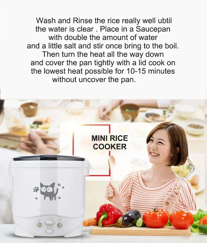 Description Picture 2 of item1L Electric Mini Rice Cooker MultiCookers Portable Rice Cooker Used In House 220V Or Car 12V Truck 24V Multicookings