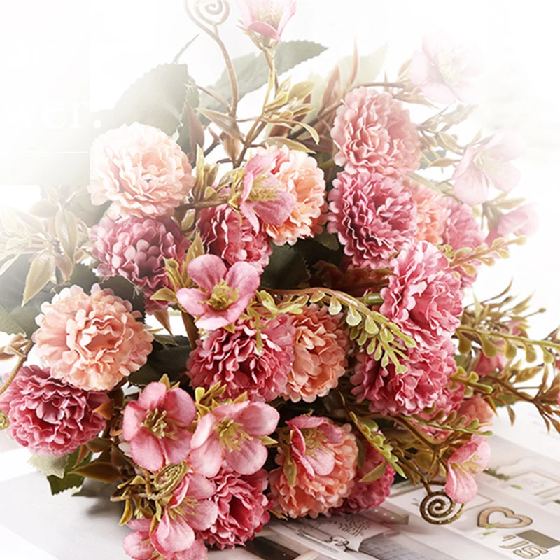 6 Color Silk Artificial Flower Hydrangea White Fake Flowers Bouquet