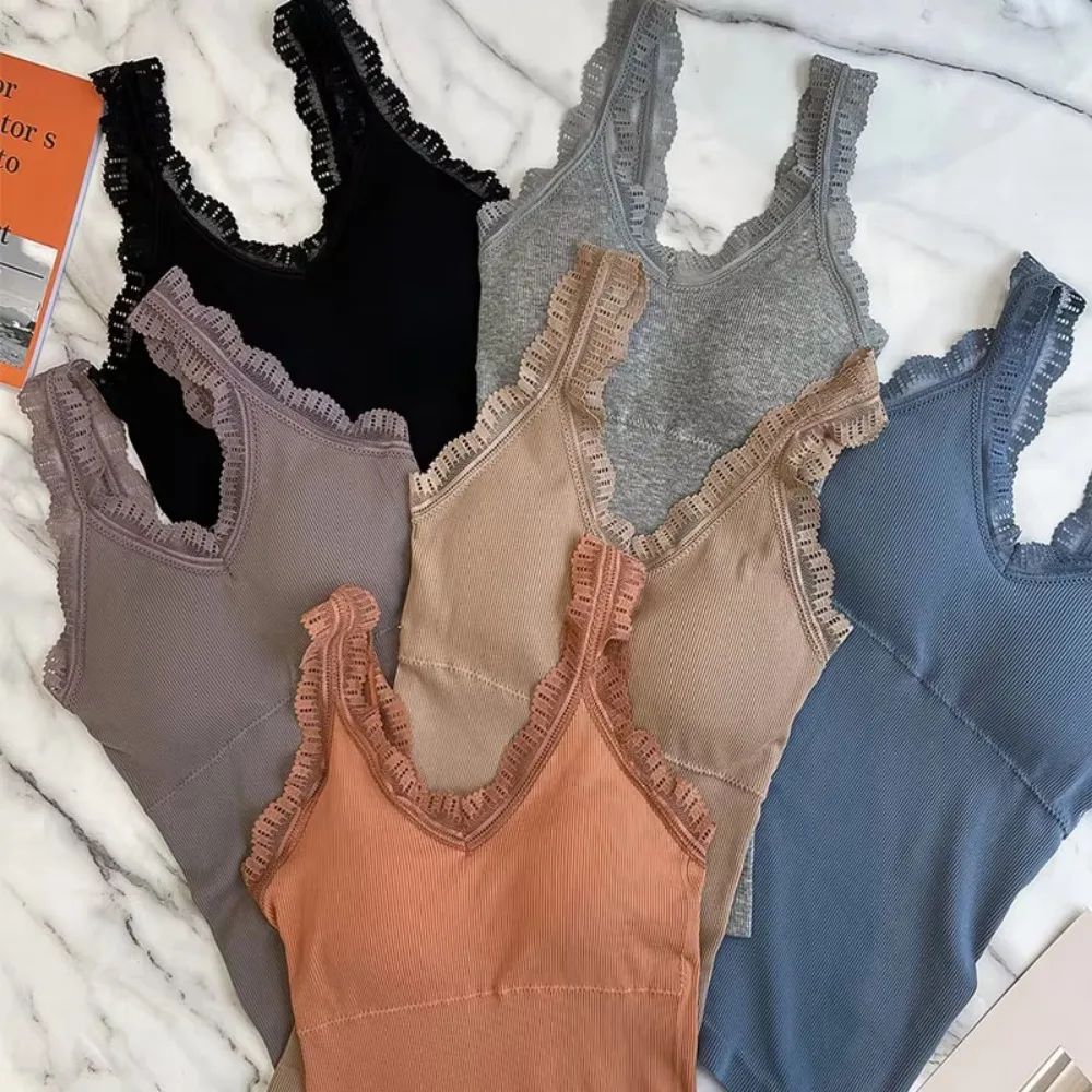 Summer Top Women Sleeveless Lace Tank Top Sexy Women's T-shirt Vest Bra Female Vest Tops White Black Underwear Women Lingerie