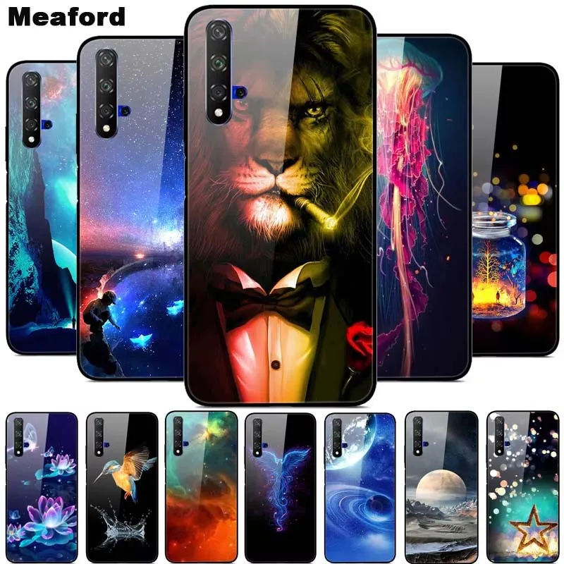 3D Cat Print Tempered Glass Phone Case Cover