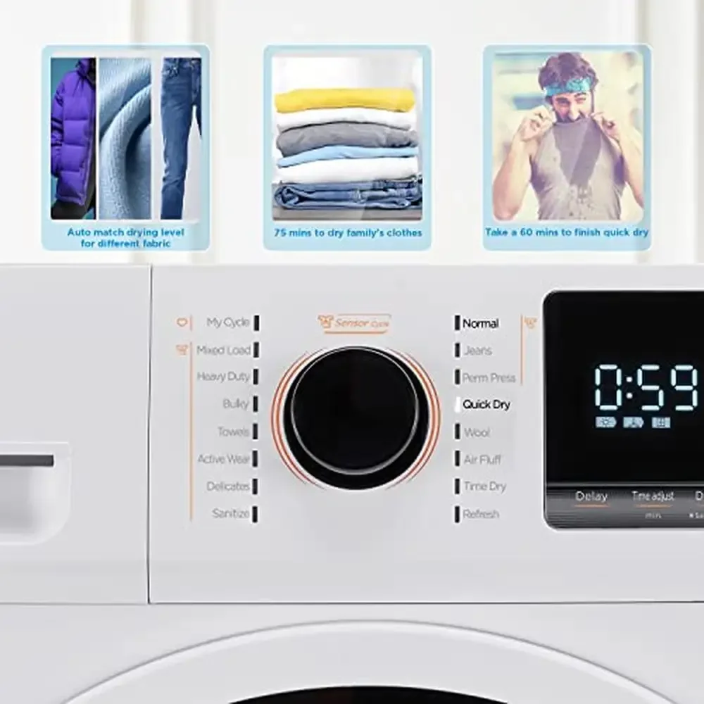 Heat Pump Ventless Stackable Dryer Energy Efficient 4.4 Cu.ft White Space Saving Smart Drying Wrinkle Care ENERGY STAR Qualified 5