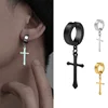 Fashion Titanium Steel Cross Ear Clip Earrings For Men Women Stainless Steel Punk Black Single Earring Fake Earrings Jewelry 1