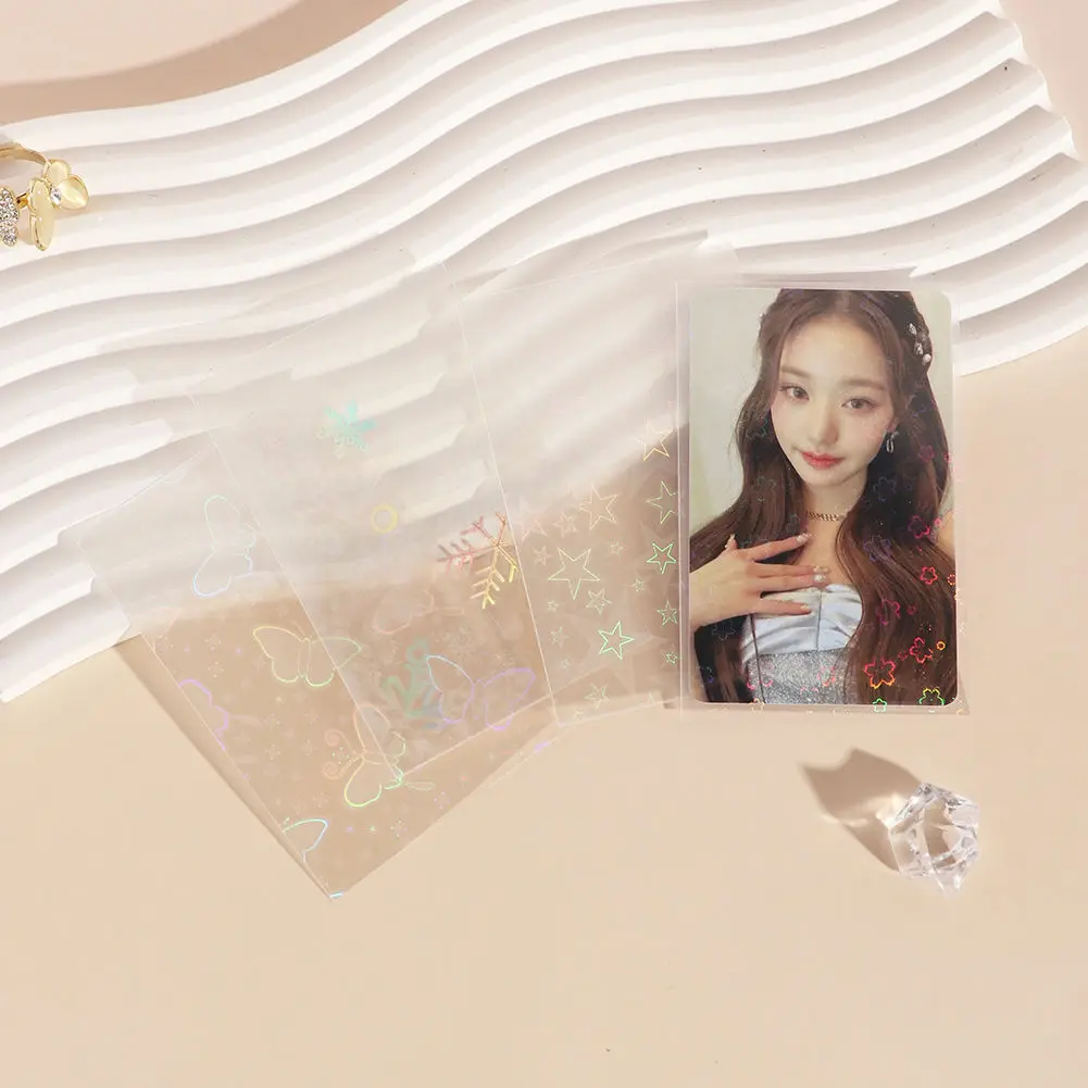 50pcs Laser Butterfly Photo Card Sleeve Snowflake Pattern InsPackaging Supplies InsIdol Photo Cards Protective Storage Case