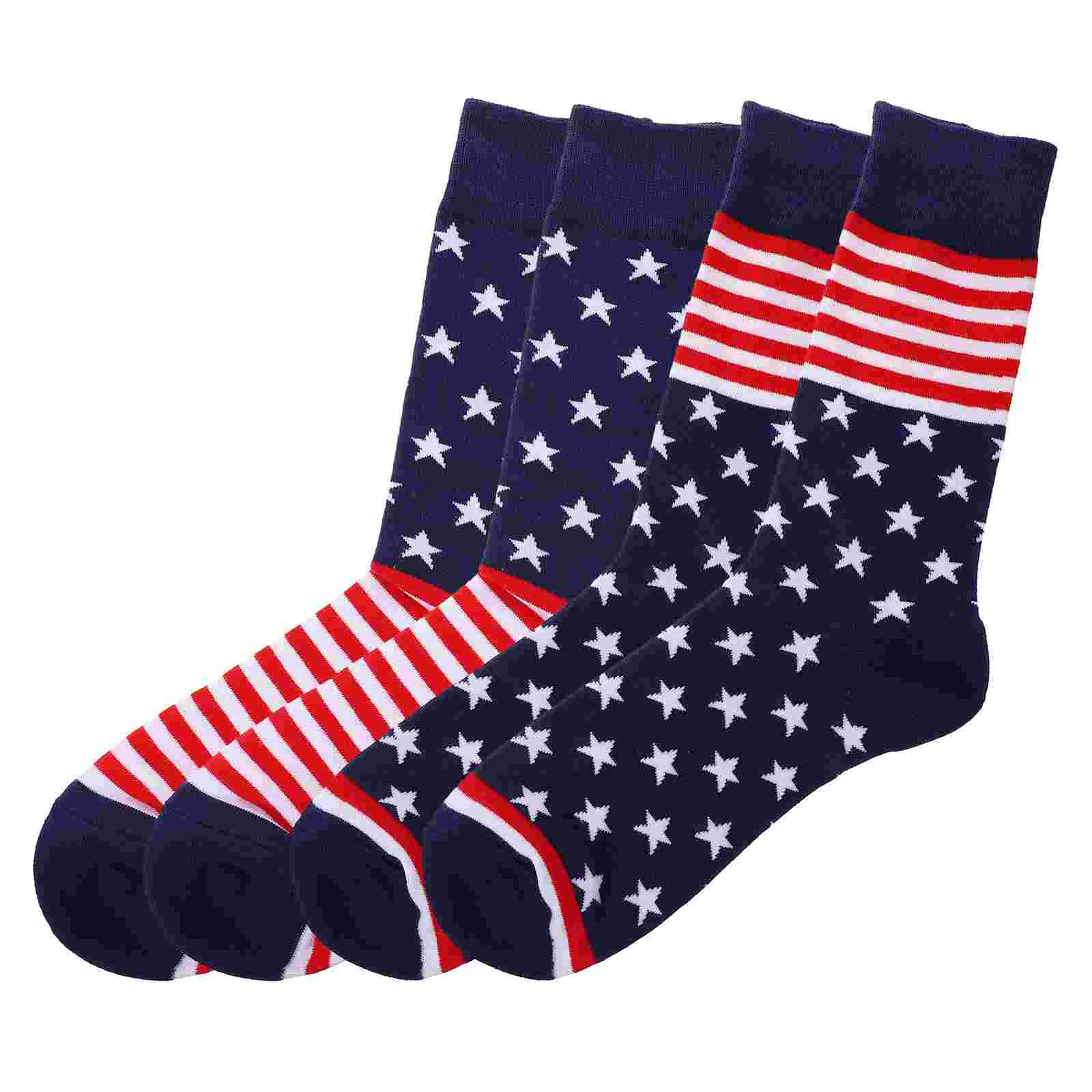 

2 Pairs Men's Socks United States Flag Tube Cotton Stockings Universal Fashion Man