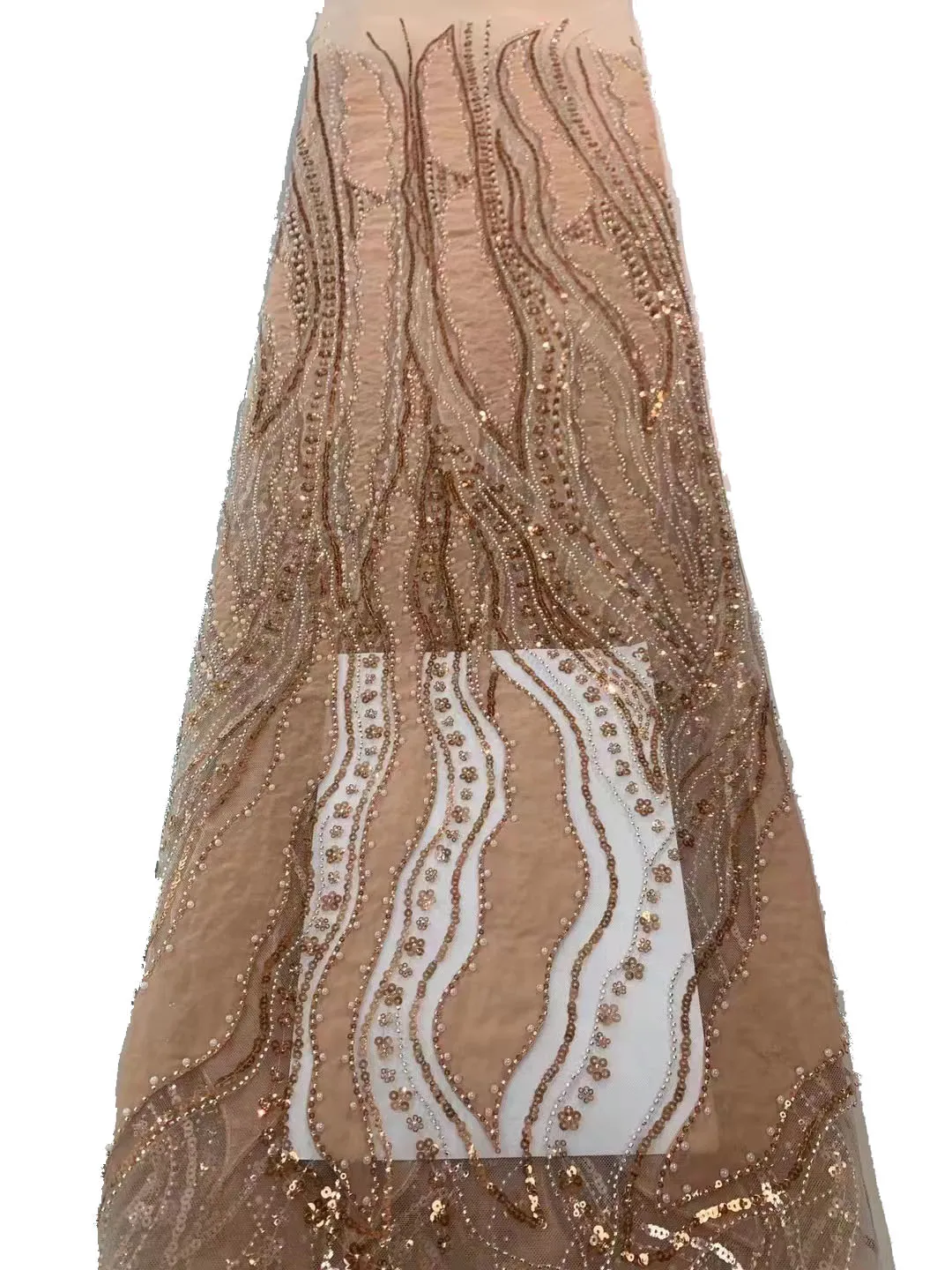 

New three-dimensional beaded beads flower embroidered lace, high-end fashion beaded tube dress fabric/5yards