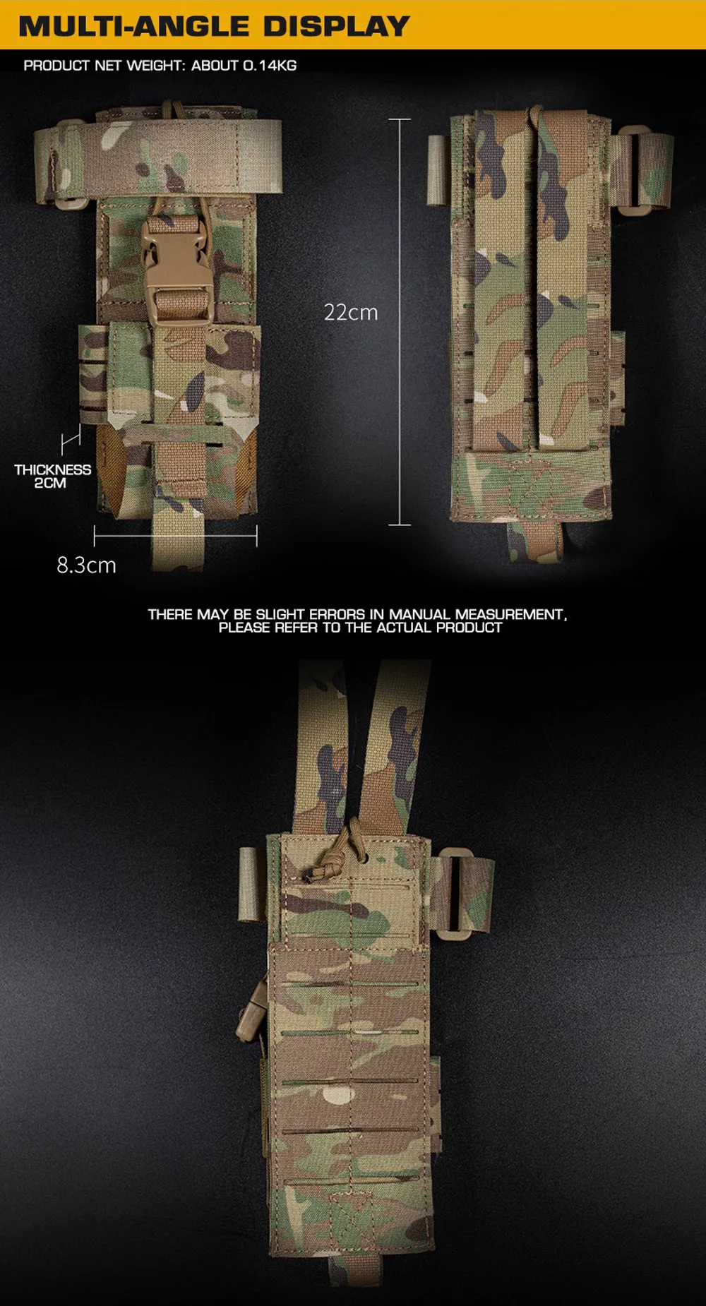 Description Picture 4 of itemUniversal Radio Tactical Pouch Molle Walkie Talkie Pouches MPU5 PRC163 152 148 Lightweight Hunting Vest Belt Mag Bag