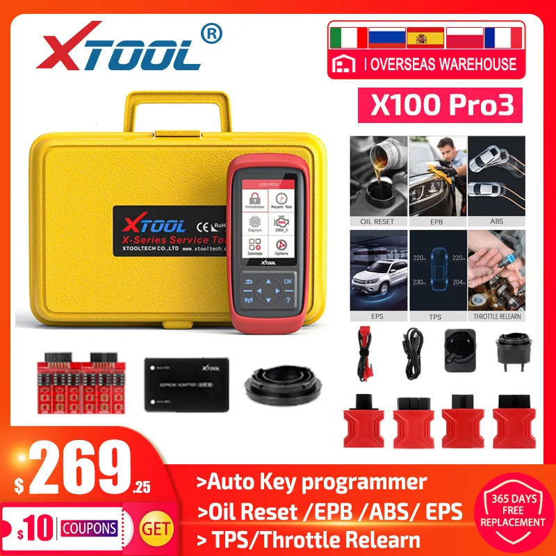 

Xtool X100 Pro3 Auto Key Programmer with ABS SAS EPB Free Update OBD Diagnostic Read Fault Code OBD2 Scanner Oil/Service reset