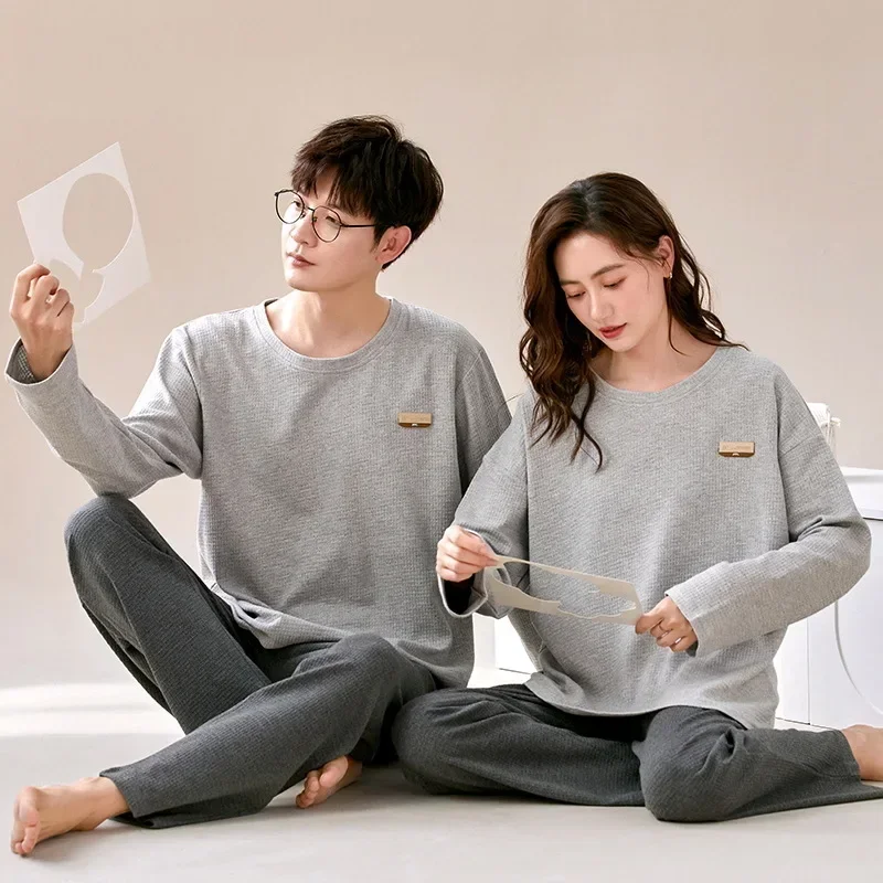 Cotton Sleepwear Women Pajama Sets Couple Pajamas Men Pajama Nightwear Autumn Long Sleeve Trouser Pajama Kawaii Clothes Homewear