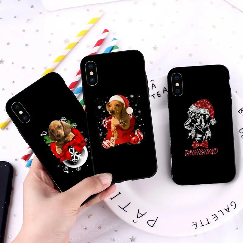 Christmas Dachshund Dog Phone Case For iphone 12 11 13 7 8 6 s plus x xs xr pro max mini shell |