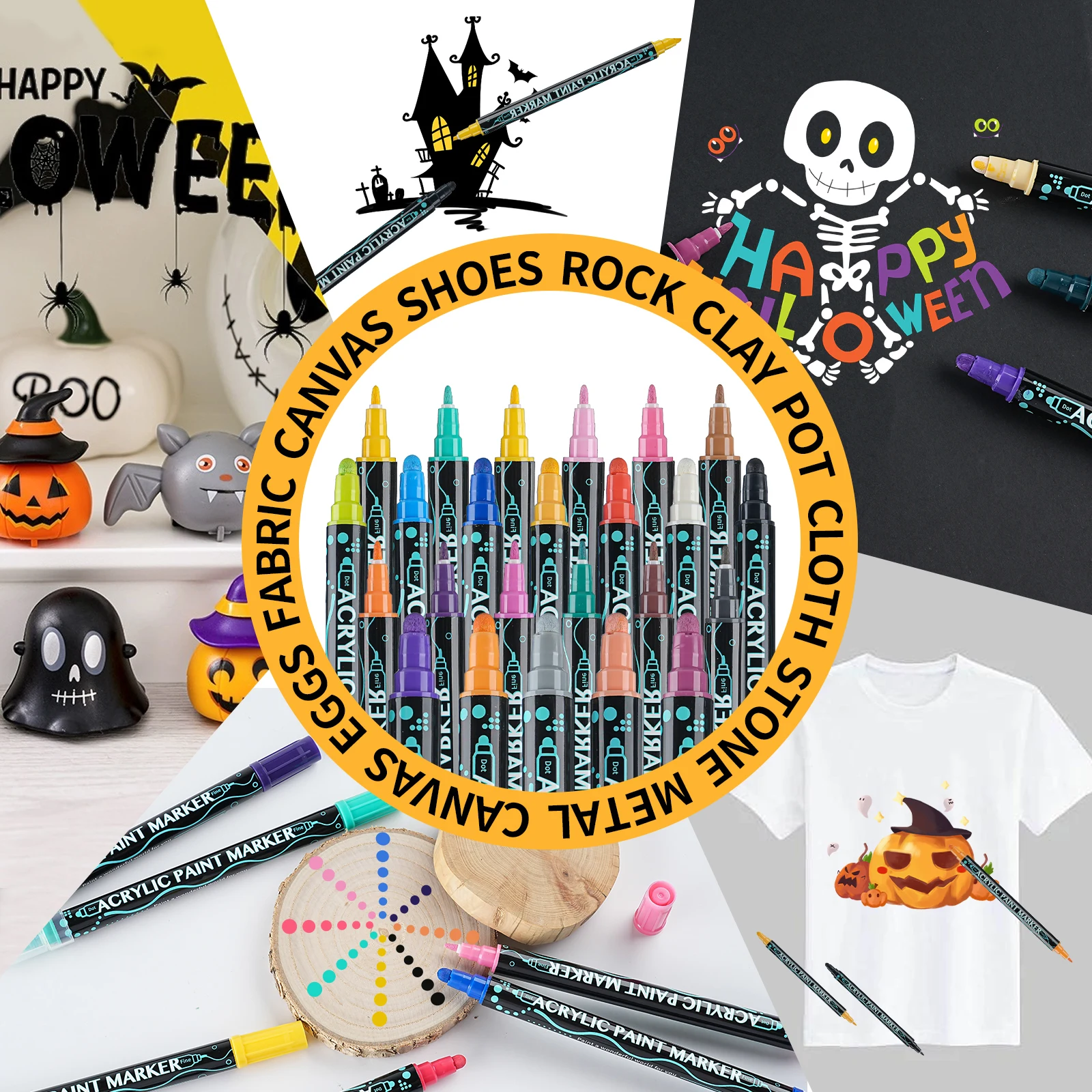 12/24/26/36 Packs Acrylic Paint Marker Pens Dual Tip Paint Markers Art Painting Dot Pen Portable Coloring Marker Pen acrylic paint markers,paint marker pen,paint marker pens,color marker pens,art marker pens,art markers