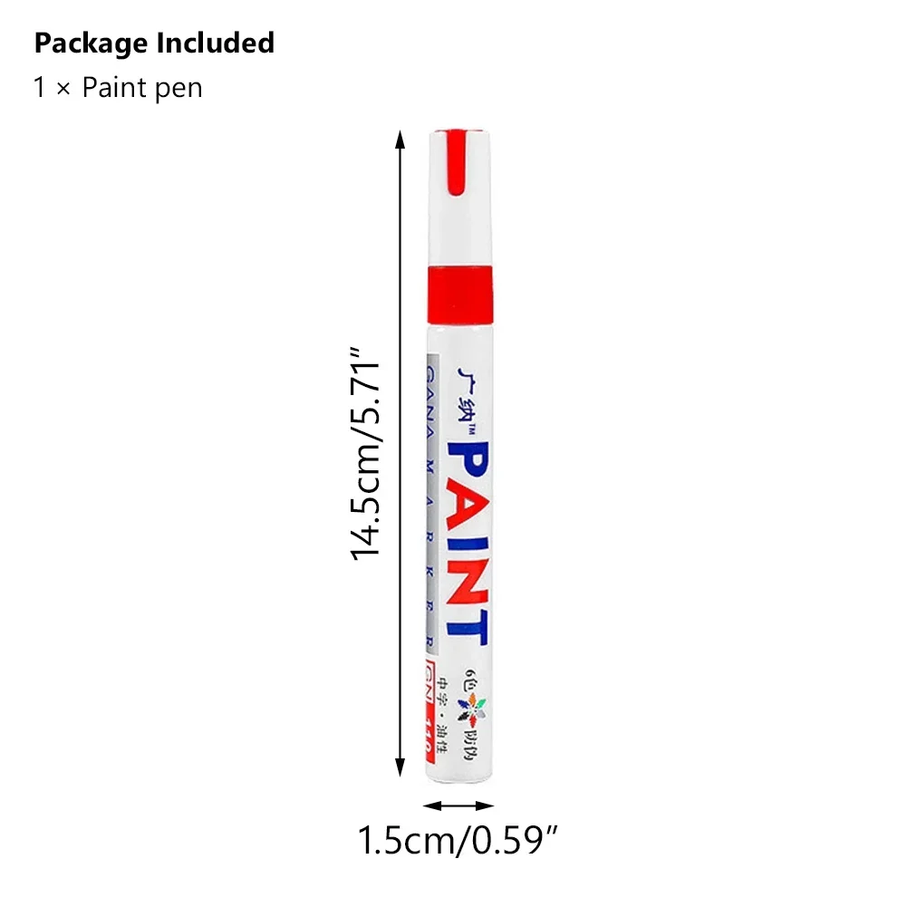 다채로운 영구 페인트 마커, 방수 흰색 마커, 타이어 트레드 고무 원단 금속 페인트 마커 펜, 2.8mm, 6 개