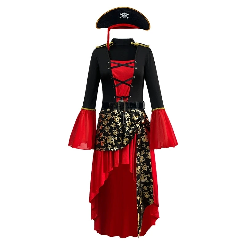 Female Caribbean Pirates Captain Cosplay Costume Halloween Suit Gothic Jack Woman Fancy Dress Role Playing Cosplay Suit Fancy