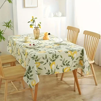 Tovaglia rettangolare stampata con foglie di limone per decorazioni per feste natalizie Tovaglie impermeabili estive lavabili con limone Decorazioni per la casa 1