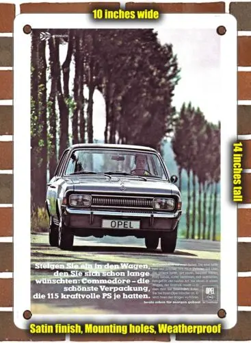 

Металлический знак-1969 Opel командор Германия-10x14 дюймов