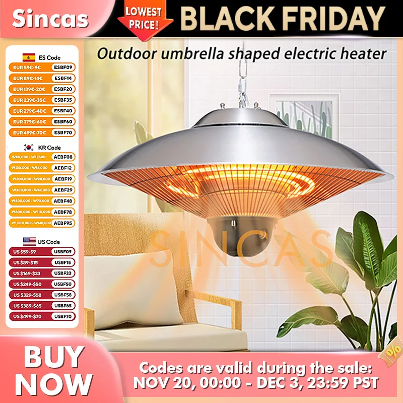 เตาทําความร้อนรูปร่มกลางแจ้งโรงแรมลานระเบียงอุณหภูมิคงที่เครื่องทําความร้อนไฟฟ้า IP44 เตาทําความร้อนกันน้ํา 1