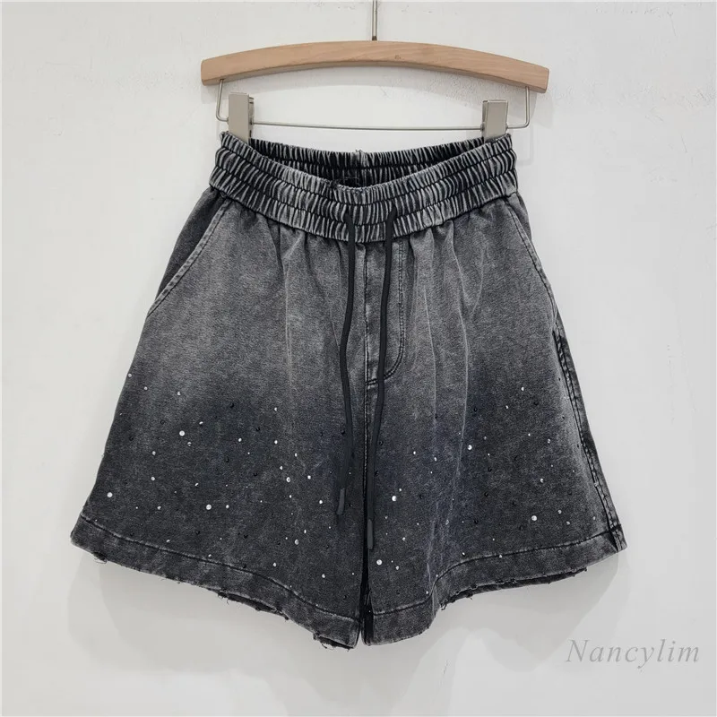 

2024 Summer New Personalized Worn Gradient Heavy Industry High Temperature Diamond-Embedded Casual Shorts Hot Pants for Women