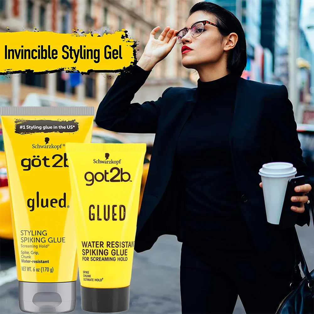 Got2b Glued Invincible Styling Hair Gel Got2b Ultra Glued Water Resistant Spike Grip Chunk Wig Accessories Strong Hold 1.25/6oz