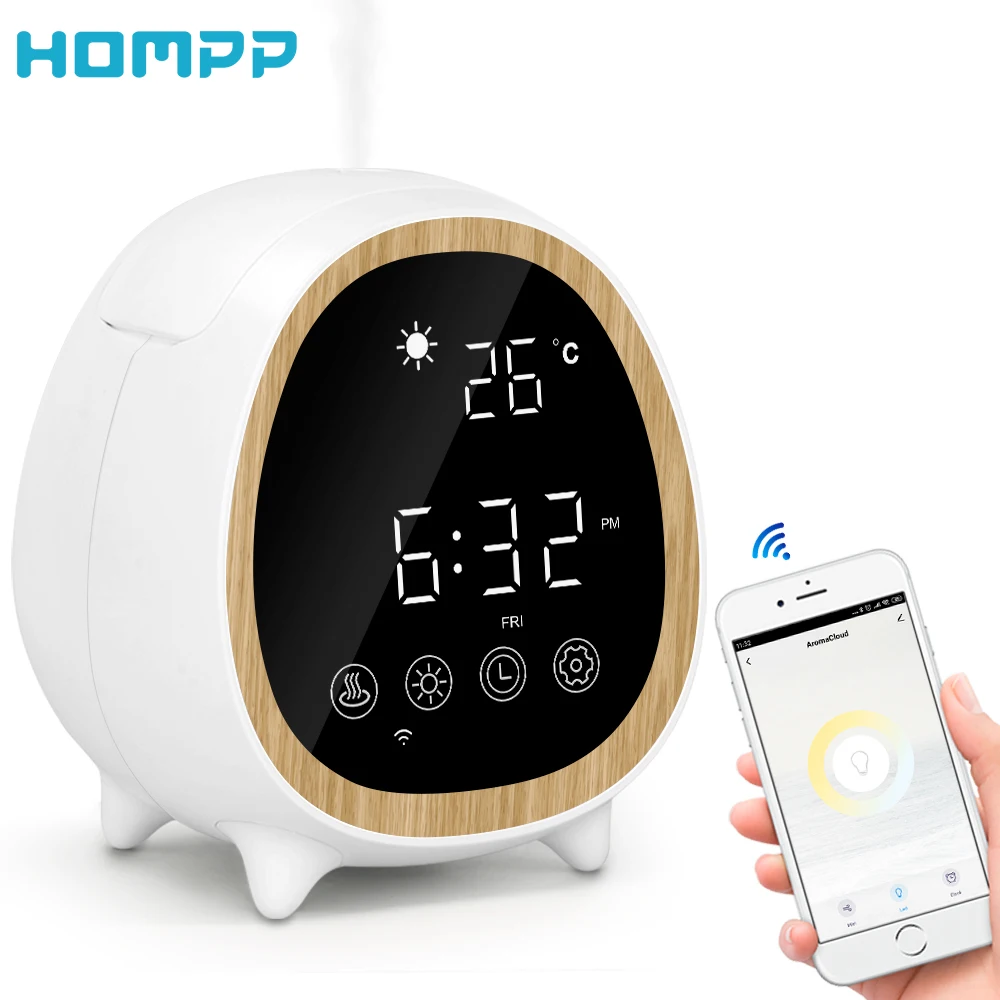 200ml Humidistat Smart Alexa Tuya App Alarm Clock Aroma Ultrasonic Wifi