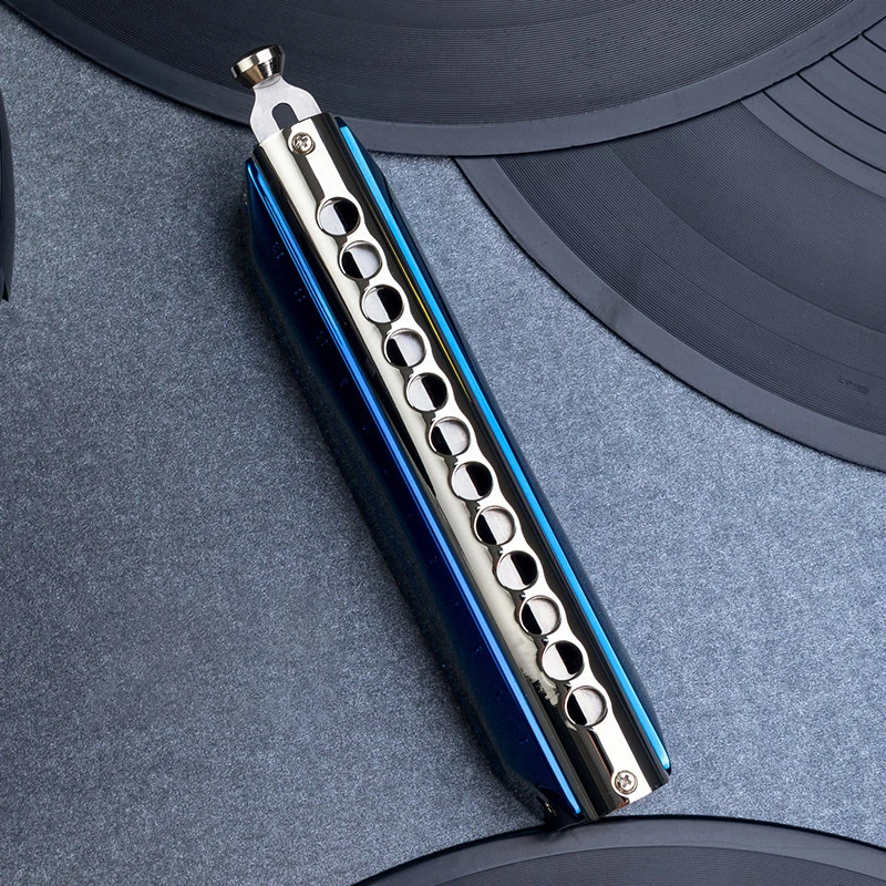 Kongsheng 12 Holes Chromatic Harmonica Blue C Key Professional Mouth Harmonica Professional Musical Instrument Mouth Harp Gifts
