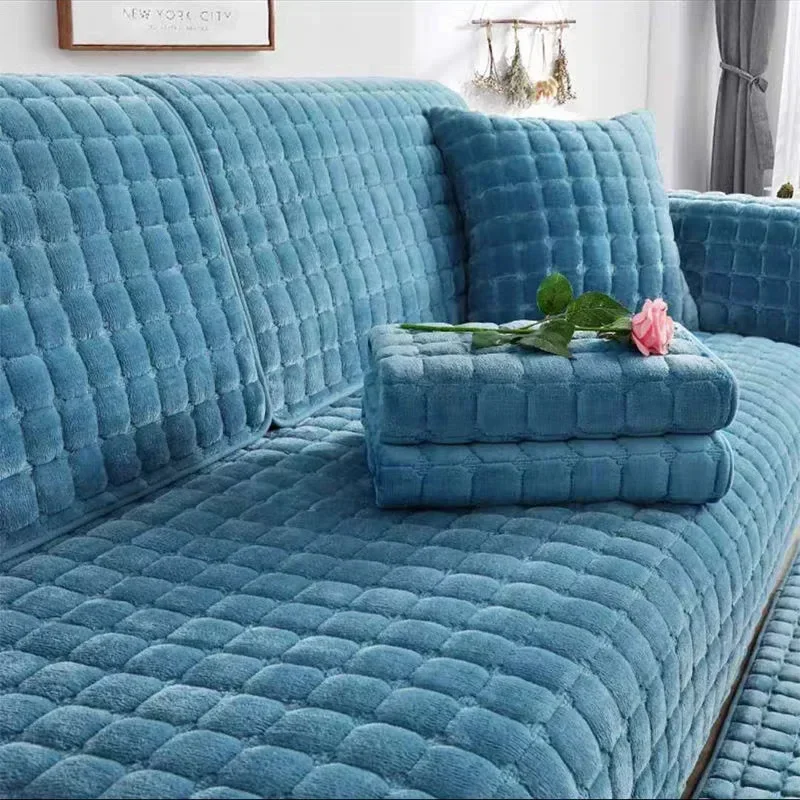 Thickened Plush Sofa Mat Winter Style Anti Slip Black Color Seat Cushion Leather Sofa Special Sofa Cushion Sofa Cover 2